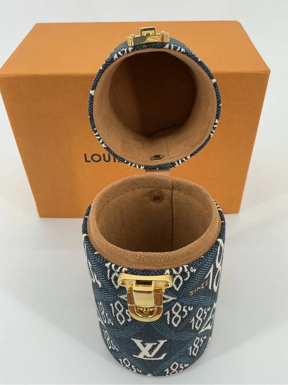 Louis Vuitton Since 1854 100ml Perfume Travel Case Navy Jacquard Canvas Box COA
